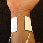 tens electrodes on wrist view