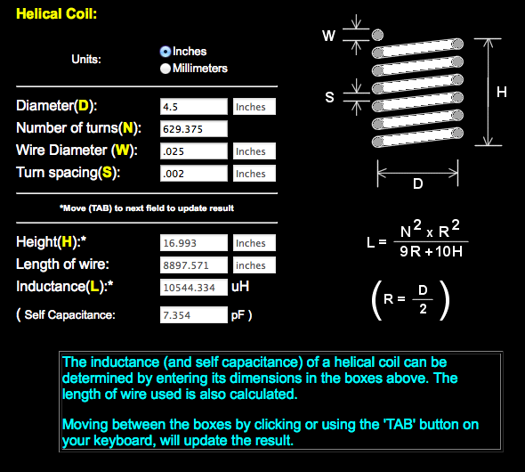 helical coil calculator